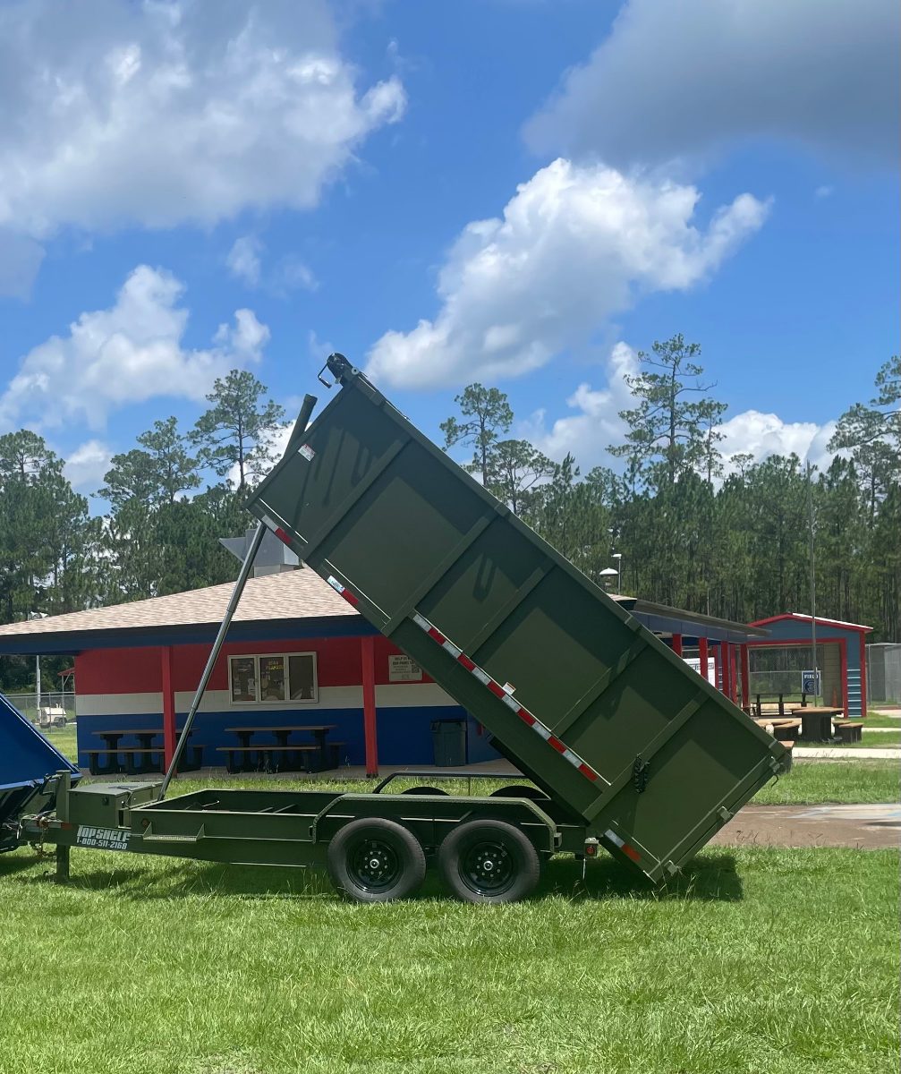 Camo Green Dump Trailer 7x14x4ft (3000 lbs included in base price)